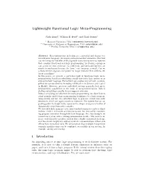 Lightweight Functional Logic Meta-Programming