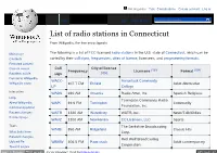 List of Radio Stations in Connecticut