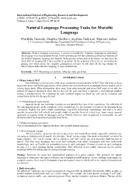 Natural Language Processing Tasks for Marathi Language Pratiksha Gawade, Deepika Madhavi, Jayshree Gaikwad, Sharvari Jadhav I