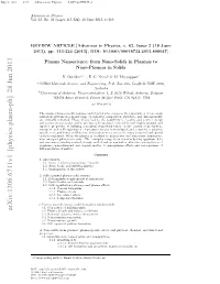 Plasma Nanoscience: from Nano-Solids in Plasmas to Nano