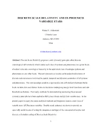 Discrete Scale Relativity and Sx Phoenicis Variable Stars