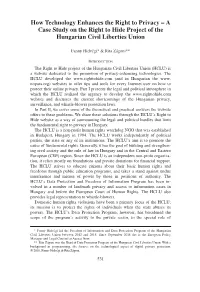 How Technology Enhances the Right to Privacy – a Case Study on the Right to Hide Project of the Hungarian Civil Liberties Union