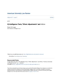 IQ Intelligence Tests, "Ethnic Adjustments" and Atkins