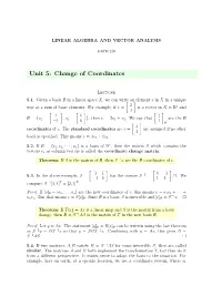 Unit 5: Change of Coordinates