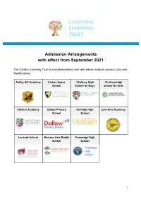 Admission Arrangements with Effect from September 2021