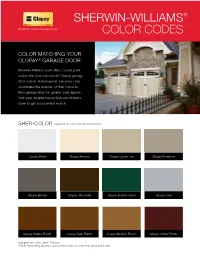 Sherwin-Williams® Color Codes
