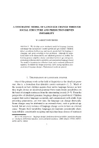 W. G. M., a Stochastic Model of Language Change Through Social