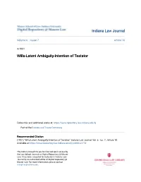 Wills-Latent Ambiguity-Intention of Testator