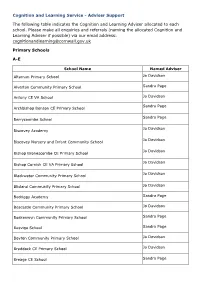 Cognition and Learning Schools List
