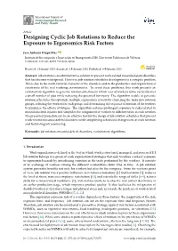 Designing Cyclic Job Rotations to Reduce the Exposure to Ergonomics Risk Factors