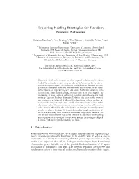 Exploring Healing Strategies for Random Boolean Networks
