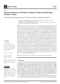 Fractional Harvest of Fodder Galega for Improved Herbage Nutritive Value