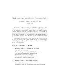 Mathematics and Algorithms for Computer Algebra
