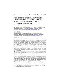 The Current Status and Issues Surrounding Native Title in Regional Australia