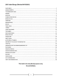 2021 Island Songs (Revised 04/15/2021)