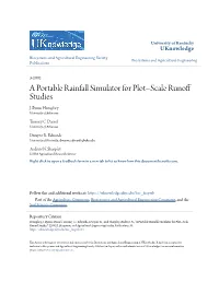 A Portable Rainfall Simulator for Plot–Scale Runoff Studies J