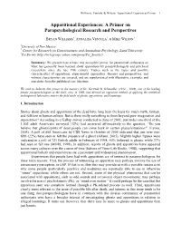 Apparitional Experiences Primer 1