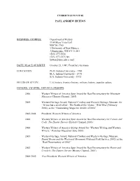 Curriculum Vitae Paul Andrew Hutton