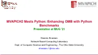 Enhancing OMB with Python Benchmarks Presentation at MUG ‘21