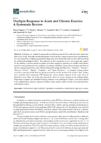 Oxylipin Response to Acute and Chronic Exercise: a Systematic Review