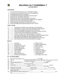 Questions on 1 Corinthians 1 by Aude Mckee