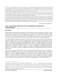 ACR–AAPM–SIIM-SPR Practice Parameter for Digital Radiography