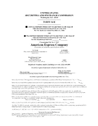 American Express Company (Exact Name of Registrant As Specified in Its Charter)