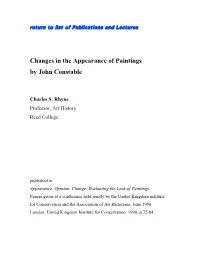 Changes in the Appearance of Paintings by John Constable