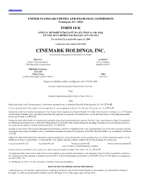 CINEMARK HOLDINGS, INC. (Exact Name of Registrant As Specified in Its Charter)