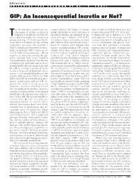 GIP: an Inconsequential Incretin Or Not?