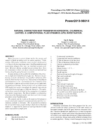 Natural Convection Heat Transfer in Horizontal Cylindrical Cavities: a Computational Fluid Dynamics (Cfd) Investigation