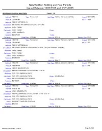New/Addition Building and Pool Permits Issued Between 10/01/2015 and 10/31/2015