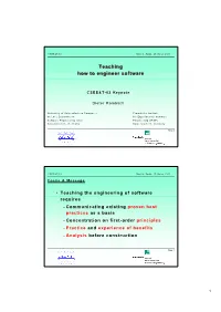 Teaching How to Engineer Software Teaching How To