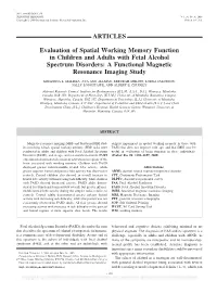 ARTICLES Evaluation of Spatial Working Memory Function