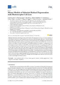 Mouse Models of Inherited Retinal Degeneration with Photoreceptor Cell Loss