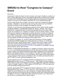 08-24-2016 SWOSU to Host "Congress to Campus" Event