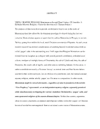 ABSTRACT VIETS, CHAFFEE WILLIAM. Montanism in Second