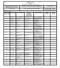 ANNEXURE 5.8 (CHAPTER V , PARA 25) FORM 9 List of Applications for Inclusion Received in Form 6 Designated Location Identity (W