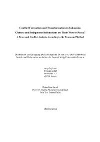 Chinese and Indigenous Indonesians on Their Way to Peace? a Peace and Conflict Analysis According to the Transcend Method