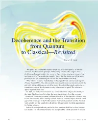 Decoherence and the Transition from Quantum to Classical—Revisited