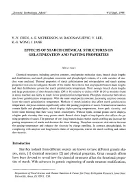 Effects of Starch Chemical Structures on Gelatinization and Pasting Properties