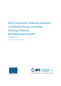 India Construction Materials Database of Embodied Energy and Global