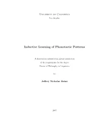 Inductive Learning of Phonotactic Patterns