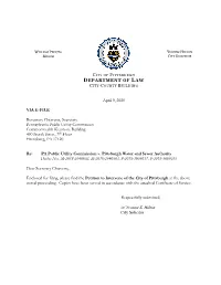 Petition to Intervene of the City of Pittsburgh in the Above Noted Proceeding