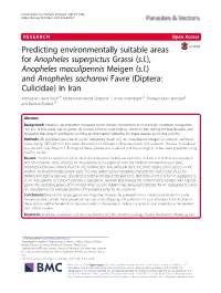 Predicting Environmentally Suitable Areas for Anopheles Superpictus