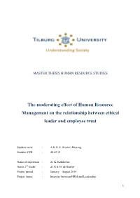 The Moderating Effect of Human Resource Management on the Relationship Between Ethical Leader and Employee Trust
