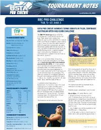 Tournament Notes