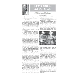 Bill Monroe and the Banjo LET's ROLL: Ask Dr