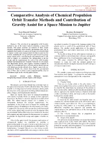 Comparative Analysis of Chemical Propulsion Orbit Transfer Methods and Contribution of Gravity Assist for a Space Mission to Jupiter