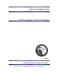 Quo Warranto Guidelines